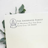 "Snowglobe Address Stamp, Left Aligned | Self Inking Return Address Stamp" - Address Stamps in black by Samantha Malvey