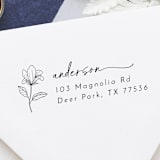 "Floral Address Stamp | Self Inking Return Address Stamp" - Address Stamps in black by Samantha Malvey