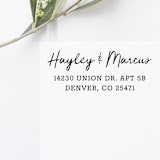 "Script Return Address Stamp, Rectangle Self Inking" - Address Stamps in black by Port of Reverie