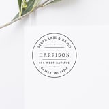 "Retro Return Address Stamp, Round Self Inking" - Address Stamps in black by Port of Reverie