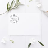 "Retro Return Address Stamp, Round Self Inking" - Address Stamps in black by Port of Reverie