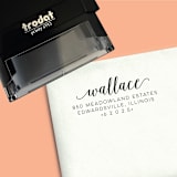 "Custom Calligraphy  Style Self-Inking Return Address Stamp" - Address Stamps in black by The Homebody Society