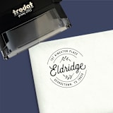 "Round Self-Inking Address Stamp with a Custom Botanical Design" - Address Stamps in black by The Homebody Society