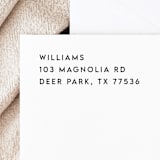"Simple Return Address Stamp | Self-Inking Return Address Stamp" - Address Stamps in black by Samantha Malvey