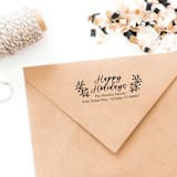"Happy Holidays Winter  Branches Self-Inking Address Stamp" - Address Stamps in black by The Homebody Society