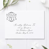 "Art Deco Return Address Stamp, Round Self Inking" - Address Stamps in black by Port of Reverie