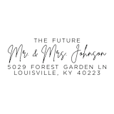 "Custom Future Modern Script Address Stamp | Self-Inking | Black Ink" - Address Stamps in black by Casey Harp