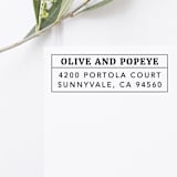 "Modern Return Address Stamp, Rectangle Self Inking" - Address Stamps in black by Port of Reverie