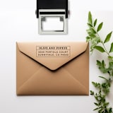 "Modern Return Address Stamp, Rectangle Self Inking" - Address Stamps in black by Port of Reverie