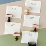 "Custom Return Address Stamp | "The Future" Stamp | Wooden Rubber Stamp" - Address Stamps in pink by Alyssa Cook