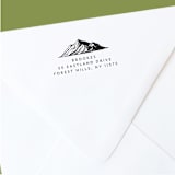 "Custom Return Address Stamp | Outdoor Mountain Wedding Design" - Address Stamps in black by The Homebody Society