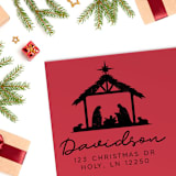 "Custom Christmas Nativity Address Stamp | Self-Inking | Black Ink" - Address Stamps in black by Casey Harp