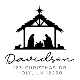"Custom Christmas Nativity Address Stamp | Self-Inking | Black Ink" - Address Stamps in black by Casey Harp