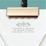 "Custom Return Address Stamp | Swans with Heart | Romantic Garden Wedding" - Address Stamps in black by The Homebody Society
