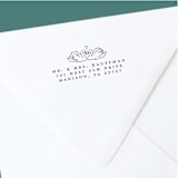 "Custom Return Address Stamp | Swans with Heart | Romantic Garden Wedding" - Address Stamps in black by The Homebody Society