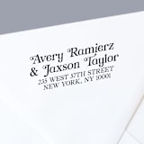 "Self-Inking Return Address Stamp | Bold Romantic Font Style | Two Last Names" - Address Stamps in black by The Homebody Society