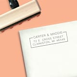 "Custom Modern Block Style Self-Inking Return Address Stamp" - Address Stamps in black by The Homebody Society