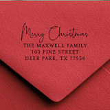 "Merry Christmas Address Stamp Handwritten | Self-Inking Stamp" - Address Stamps in black by Samantha Malvey