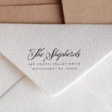 "Vintage Calligraphy Return Address Stamp | Self-Inking" - Address Stamps in black by Sara Luke