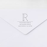 "Outlined Monogram Stamp - Modern Family Address Stamp | Wood Handle Stamp" - Address Stamps in multicolorassorted-colors by Sara Luke