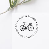 "Bicycle Return Address Stamp, Round Self Inking" - Address Stamps in black by Port of Reverie