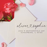 "Custom Heart Couple Address Stamp | Self-Inking | Black Ink" - Address Stamps in white by Casey Harp