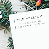 "Holiday Elegance Address Stamp | Self Inking Return Address Stamp" - Address Stamps in black by Samantha Malvey