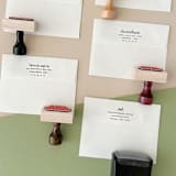 "Custom Return Address Stamp | Modern Retro Stamp | Wooden Rubber Stamp" - Address Stamps in black by Alyssa Cook