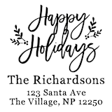 "Custom Happy Holidays Address Stamp | Self-Inking | Black Ink" - Address Stamps in black by Casey Harp