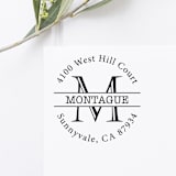 "Monogram Return Address Stamp, Round Self Inking" - Address Stamps in black by Port of Reverie