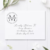 "Monogram Return Address Stamp, Round Self Inking" - Address Stamps in black by Port of Reverie