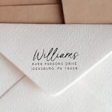 "Simple Script Return Address Stamp | Self-Inking" - Address Stamps in black by Sara Luke