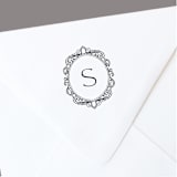 "Custom Crest Rubber Stamp | Romantic Victoria Scroll Monogram" - Address Stamps in black by The Homebody Society