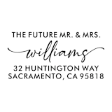 "Custom Future Script Address Stamp | Self-Inking | Black Ink" - Address Stamps in black by Casey Harp