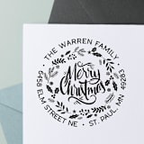 "Custom Christmas Wreath Address Stamp | Self Inking Stamp" - Address Stamps in black by Sara Luke