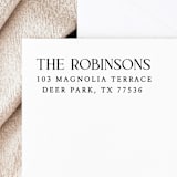 "Contemporary Address Stamp | Self-Inking Return Address Stamp" - Address Stamps in black by Samantha Malvey