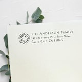 "Wreath Address Stamp, Left Aligned | Self Inking Return Address Stamp" - Address Stamps in black by Samantha Malvey