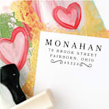 "Custom Return Address Stamp | Scroll Design | Bold and Beautiful" - Address Stamps in black by The Homebody Society