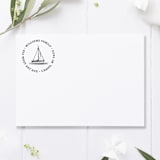 "Sailboat Return Address Stamp, Round Self Inking" - Address Stamps in black by Port of Reverie