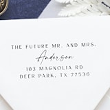 "Future Mr. & Mrs. Address Stamp | Self Inking Return Address Stamp" - Address Stamps in black by Samantha Malvey
