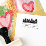"Custom Return Address Stamp | Tree Line Design | Forest Wedding" - Address Stamps in black by The Homebody Society
