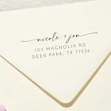"Custom Couple Address Stamp | Self Inking Return Address Stamp" - Address Stamps in black by Samantha Malvey