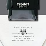 "Happy Hanukkah Self-Inking Address Stamp" - Address Stamps in black by The Homebody Society