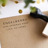 "Modern Minimalistic Custom Address Stamp in All Caps | Wood Handle Stamp" - Address Stamps in multicolorassorted-colors by Sara Luke