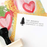 "Custom Return Address Stamp | Single Tree Design | Forest Themed Wedding" - Address Stamps in black by The Homebody Society