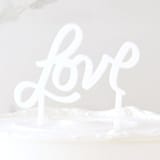 "Hand Drawn Love Cake Topper, Opaque White" - Wedding Serving and Dining Accessories in white by Em and Me Studio