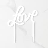 "Hand Drawn Love Cake Topper, Opaque White" - Wedding Serving and Dining Accessories in white by Em and Me Studio