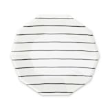 "Ink Frenchie Striped Large Plates - Set of 8" - Wedding Serving and Dining Accessories in black by Jollity and Co
