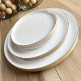 "Mod Scandi Dinnerware Set | White & Brushed Gold" - Wedding Serving and Dining Accessories in white by Prêt-à-PartyNY