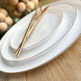 "Mod Scandi Dinnerware Set | White & Brushed Gold" - Wedding Serving and Dining Accessories in white by Prêt-à-PartyNY